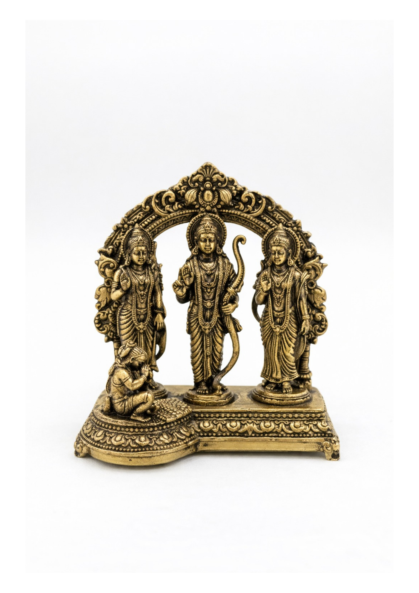 Brass Ram, Sita, Lakshman with Hanuman 4 inch 350 GM aaprox
