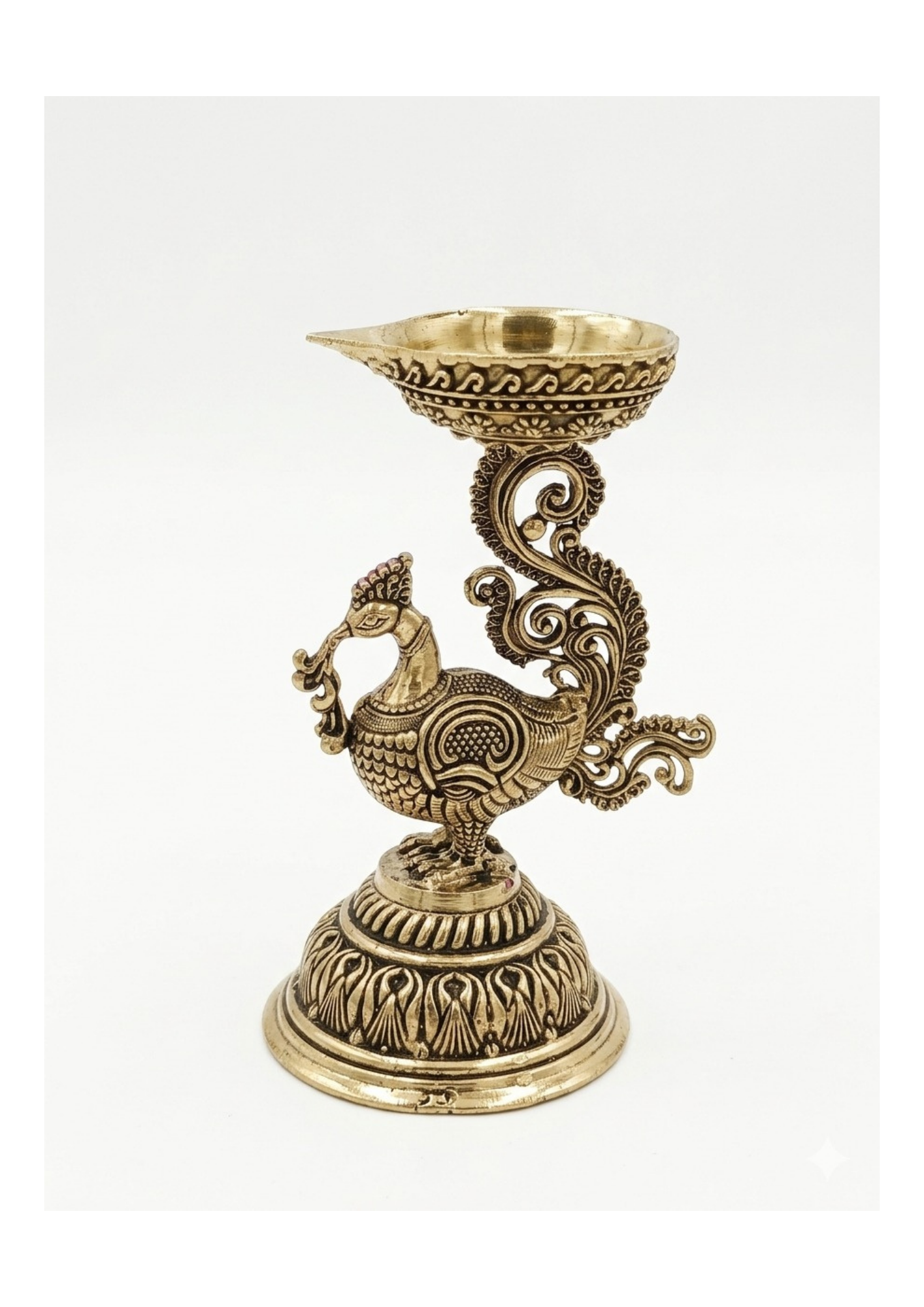 Brass Peacock Diya 5 inch 165 Gm aaprox