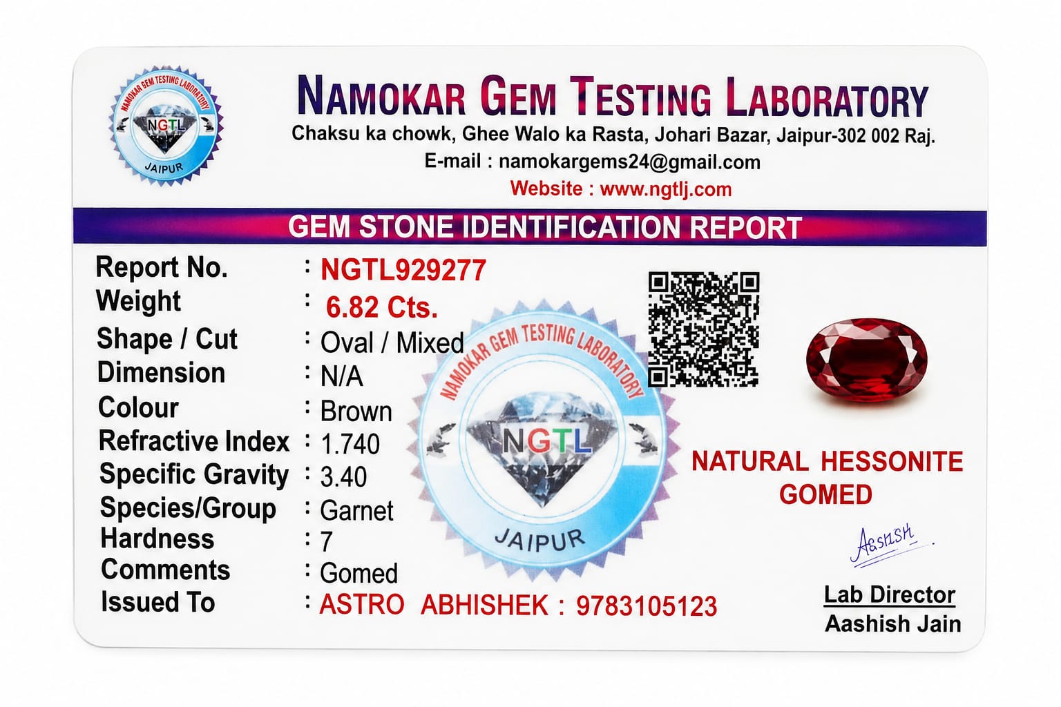 Natural hessonite gomed - 6.82 Carats 3