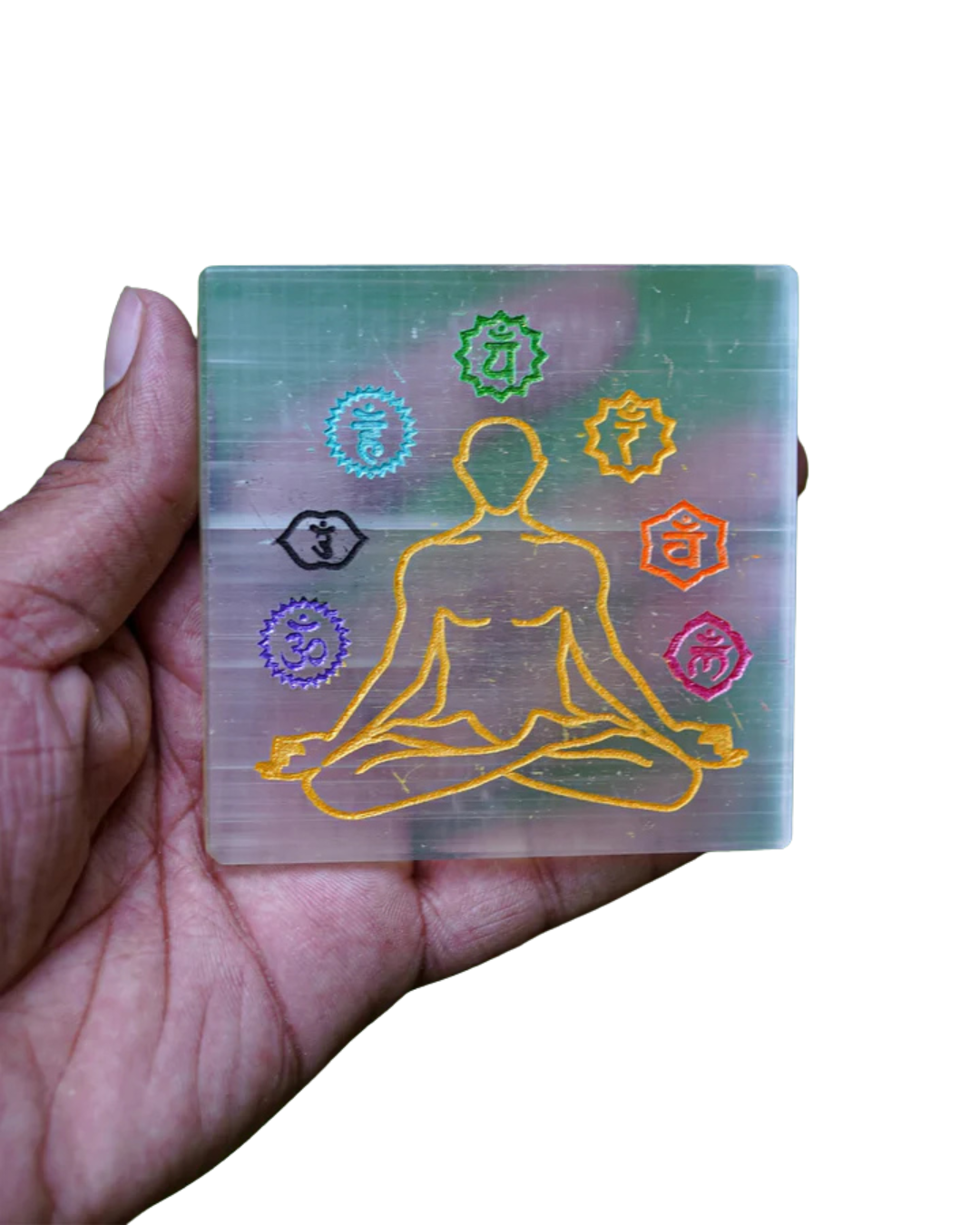 7 Chakra Buddha Selenite Plate (Charging Plate)