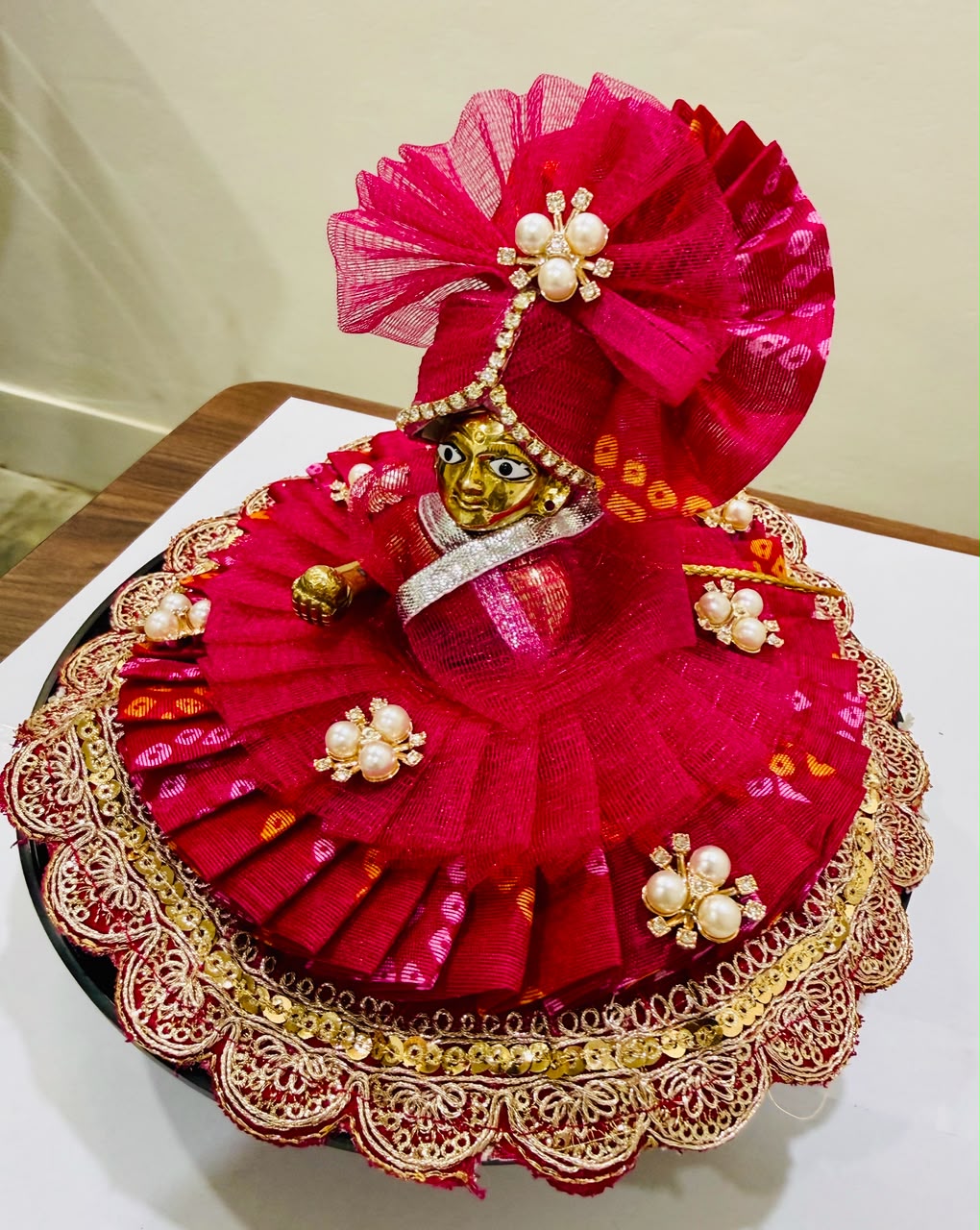Laddu Gopal  Ashtadhatu with handmade designer pink poshak 4