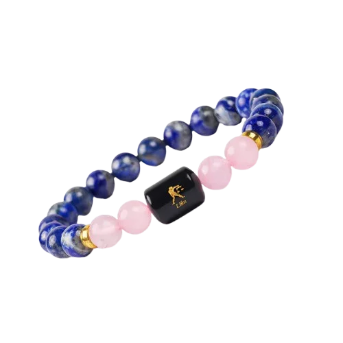 Libra Zodiac Tula Rashi Bracelet with Lapis Lazuli & Rose Quartz 2