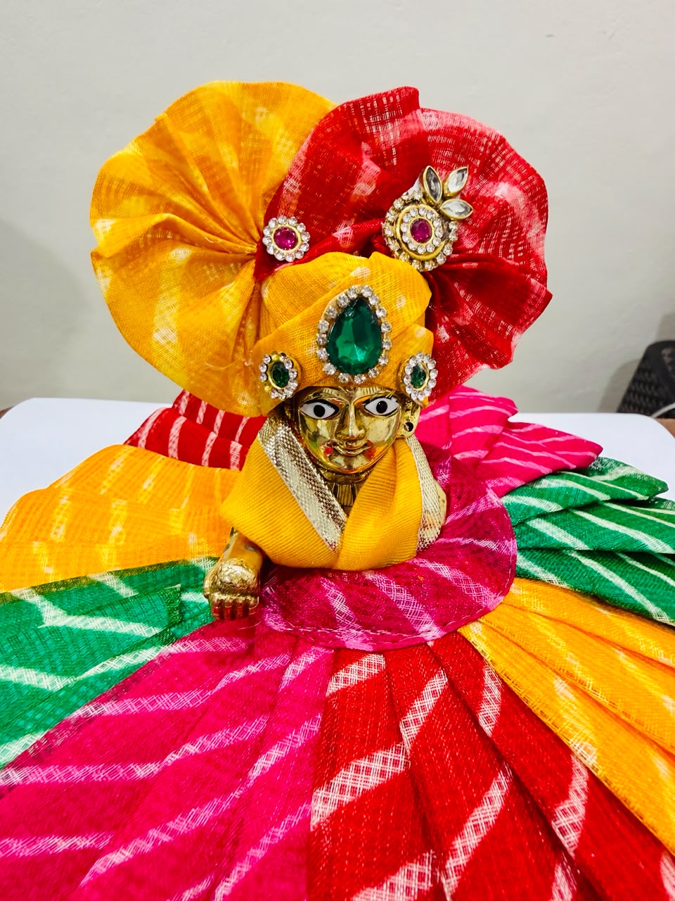 Laddu Gopal Ashtadhatu with handmade designer  multicolour poshak 3