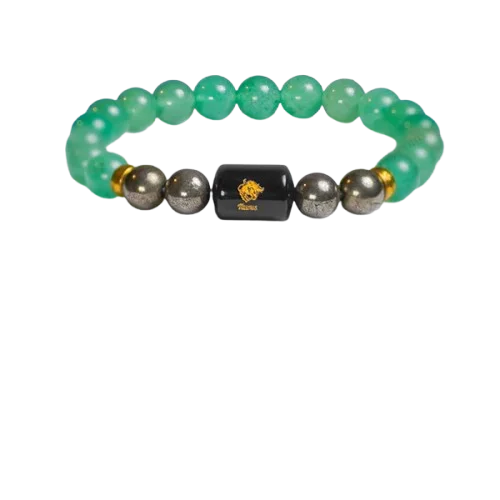 Taurus Zodiac Vrishabh Rashi Bracelet with Green Aventurine and Pyrite 2
