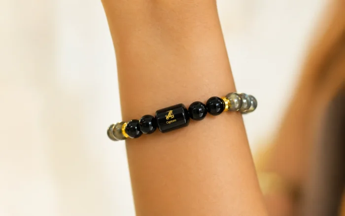 Capricorn Zodiac Makar Rashi Bracelet with Pyrite & Black Onyx 5