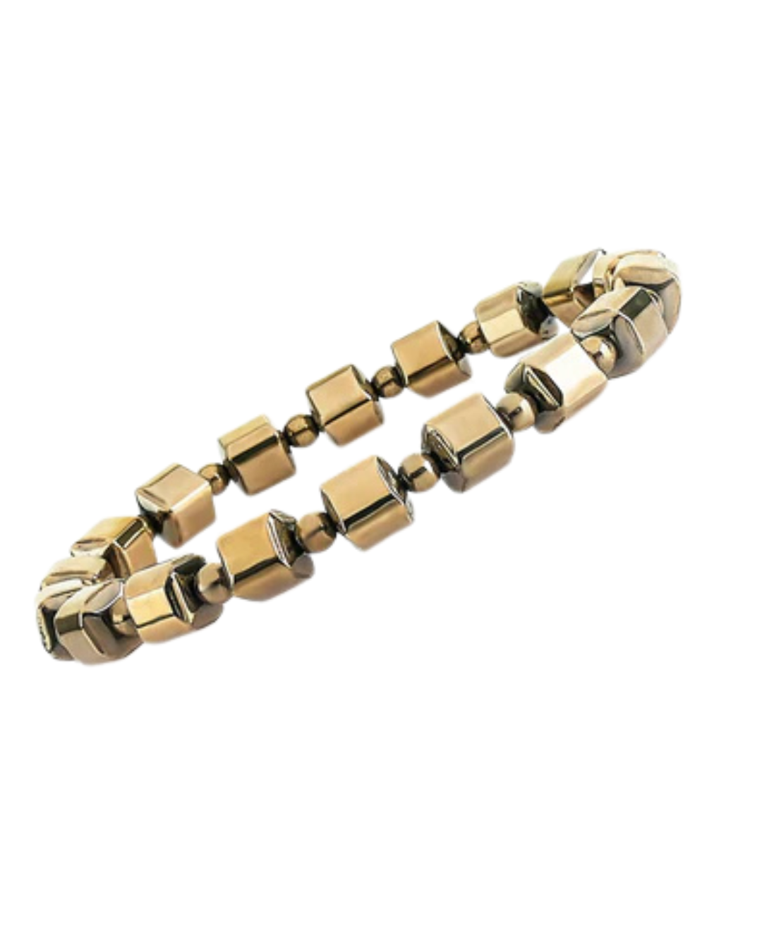 Golden Pyrite/Hematite Cube Beads Bracelet
