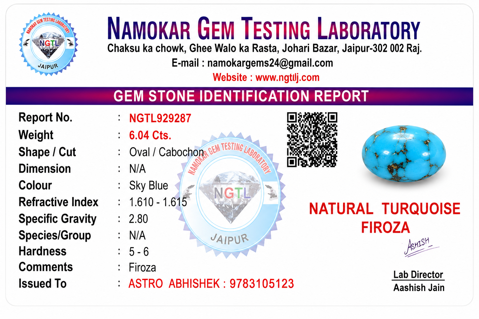 Natural Irani firoza - 6.04 Carats 3