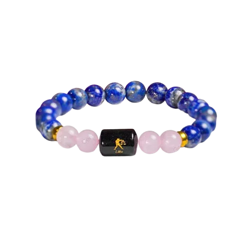 Libra Zodiac Tula Rashi Bracelet with Lapis Lazuli & Rose Quartz 3