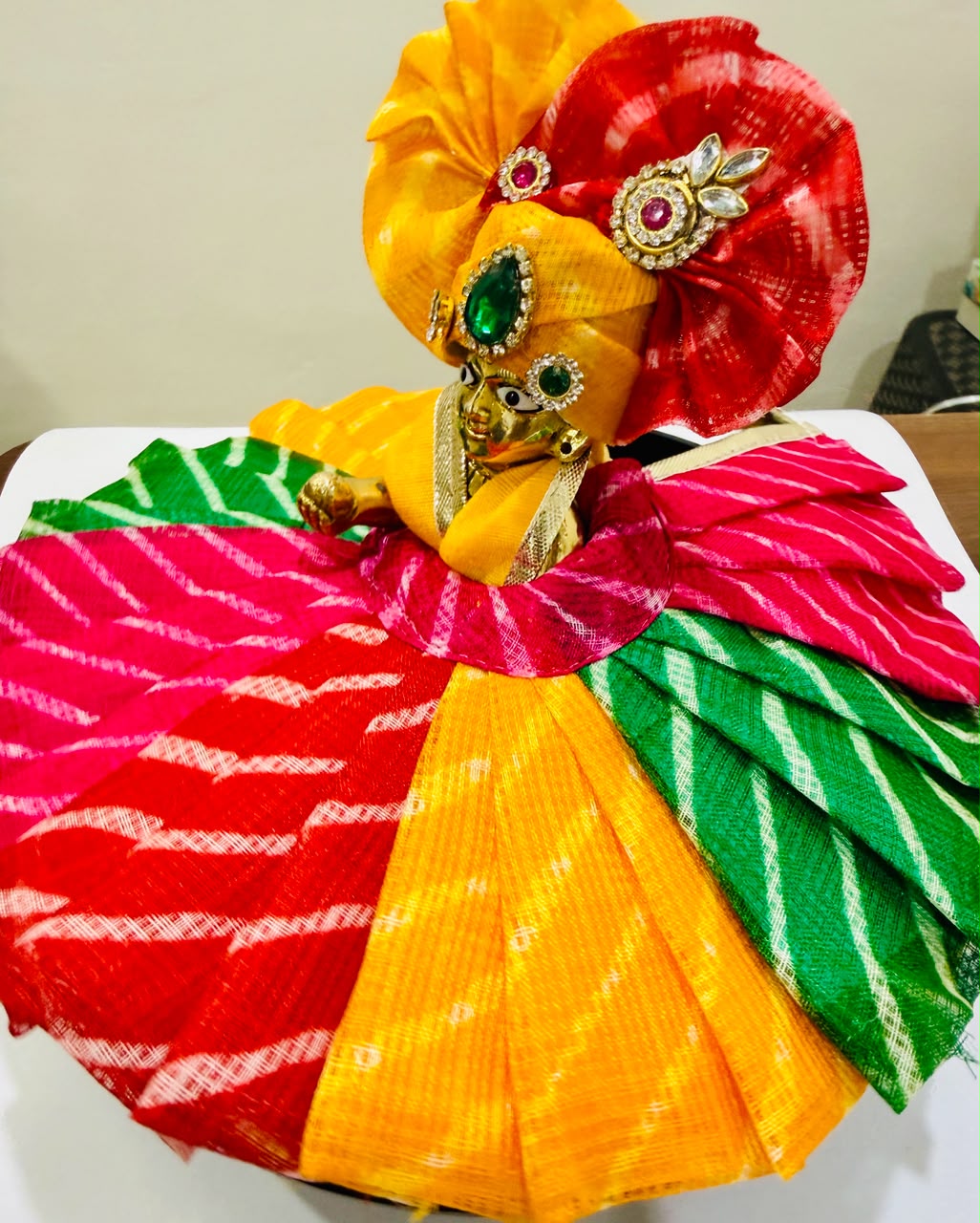 Laddu Gopal Ashtadhatu with handmade designer  multicolour poshak 5