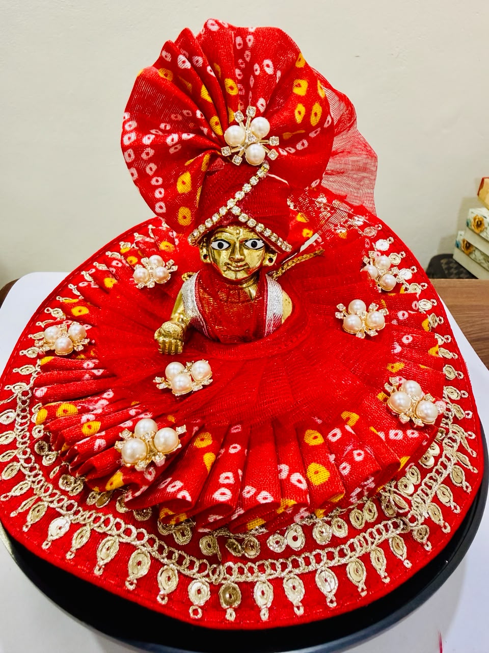 Laddu Gopal  Ashtadhatu with handmade designer red poshak