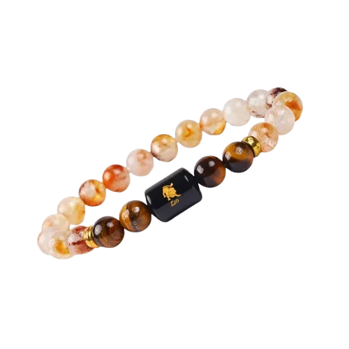 Leo Zodiac Singh Rashi Bracelet with Citrine & Tiger Eye 4