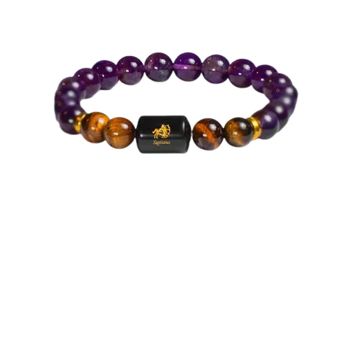 Sagittarius Zodiac Dhanu Rashi Bracelet with Amethyst & Tiger Eye Bracelet 4