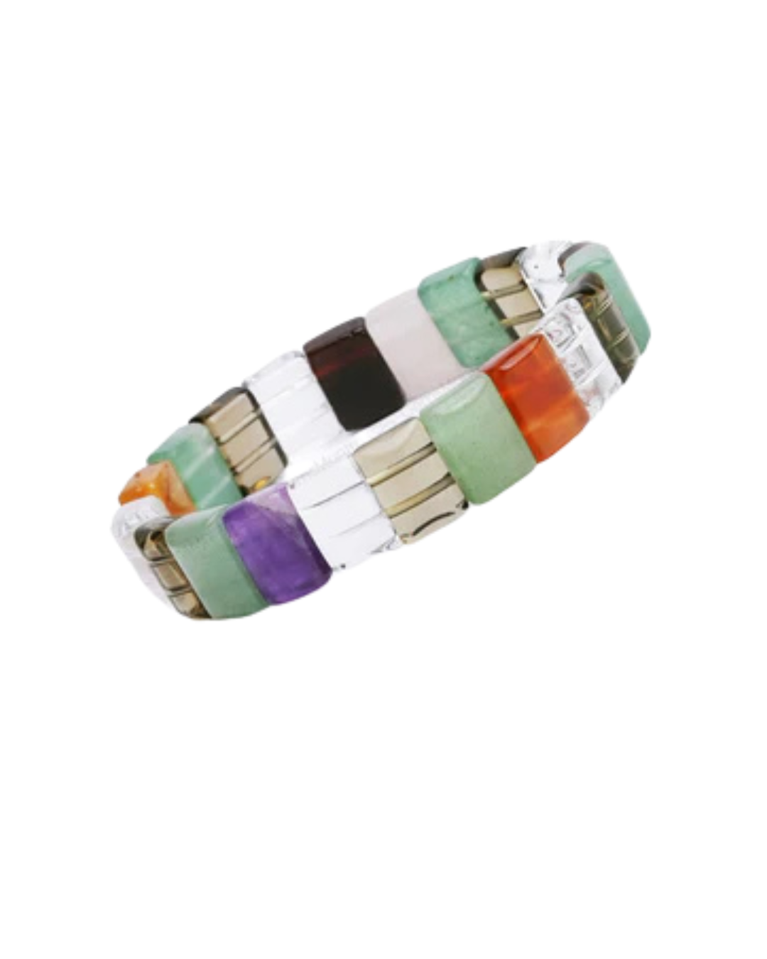 Multi Stone Flat Beads Bracelet