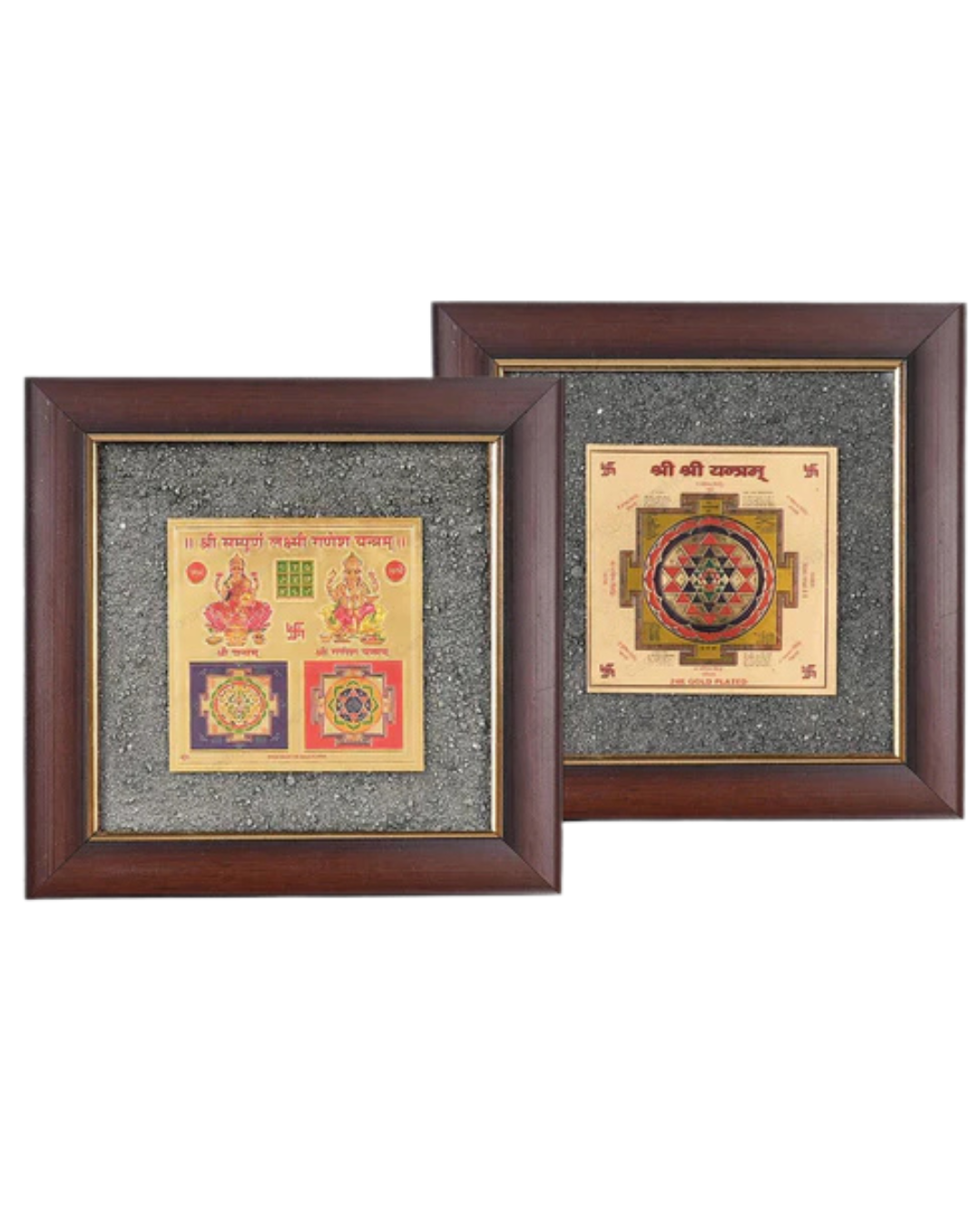 Shree Pyrite Yantra +Sampoorna Laxmi Ganesh PyriteÂ Yantra DustÂ Frame