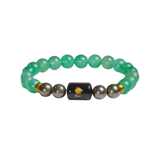 Taurus Zodiac Vrishabh Rashi Bracelet with Green Aventurine and Pyrite 3