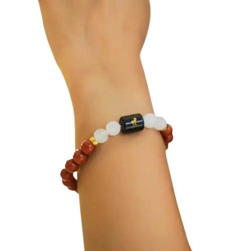 Aries Zodiac Mesh Rashi Bracelet with Red Jasper & Moonstone 2