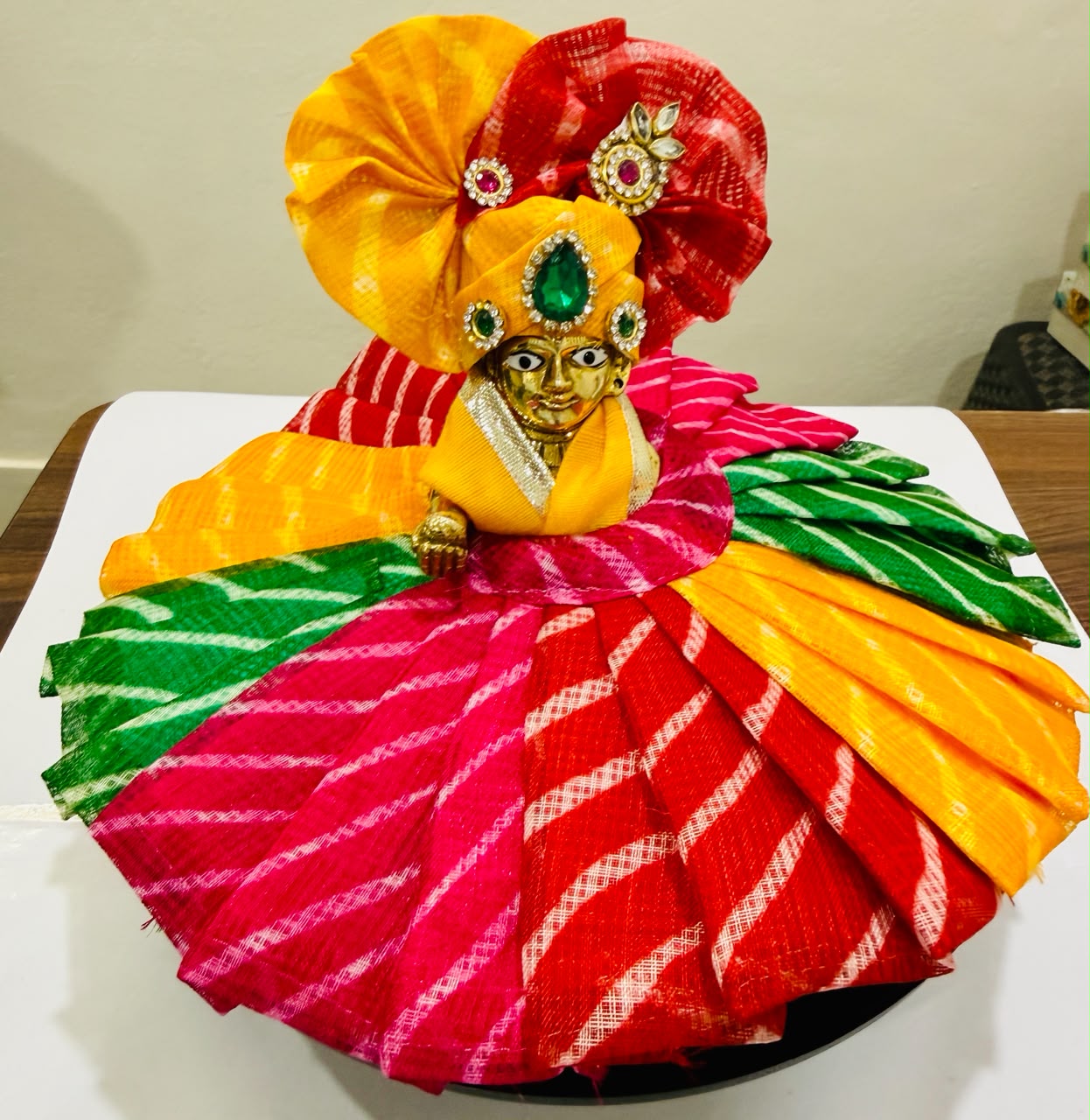 Laddu Gopal Ashtadhatu with handmade designer  multicolour poshak