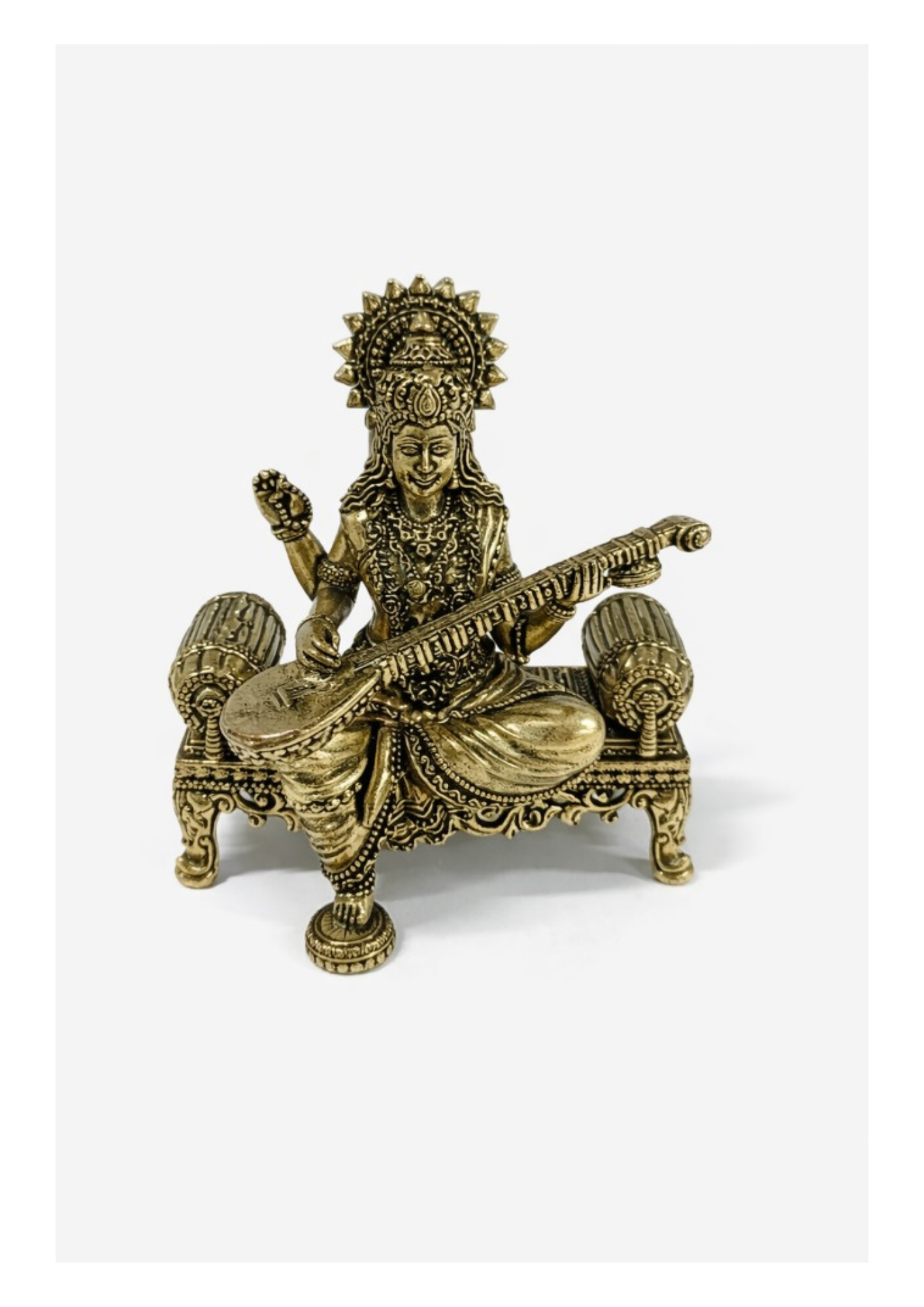 Brass Saraswati - 6 Inch | 850 gm Approx