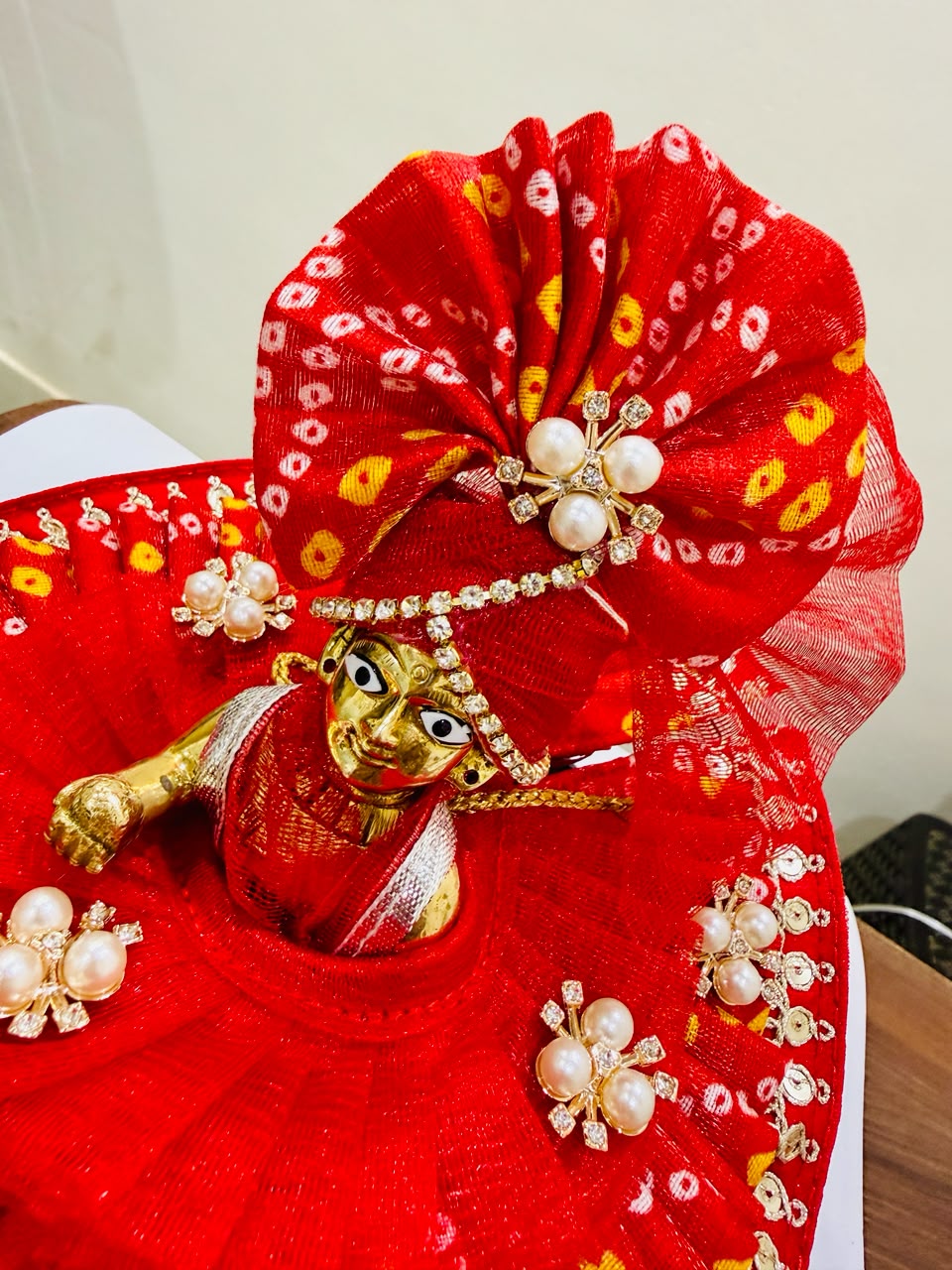 Laddu Gopal  Ashtadhatu with handmade designer red poshak 3