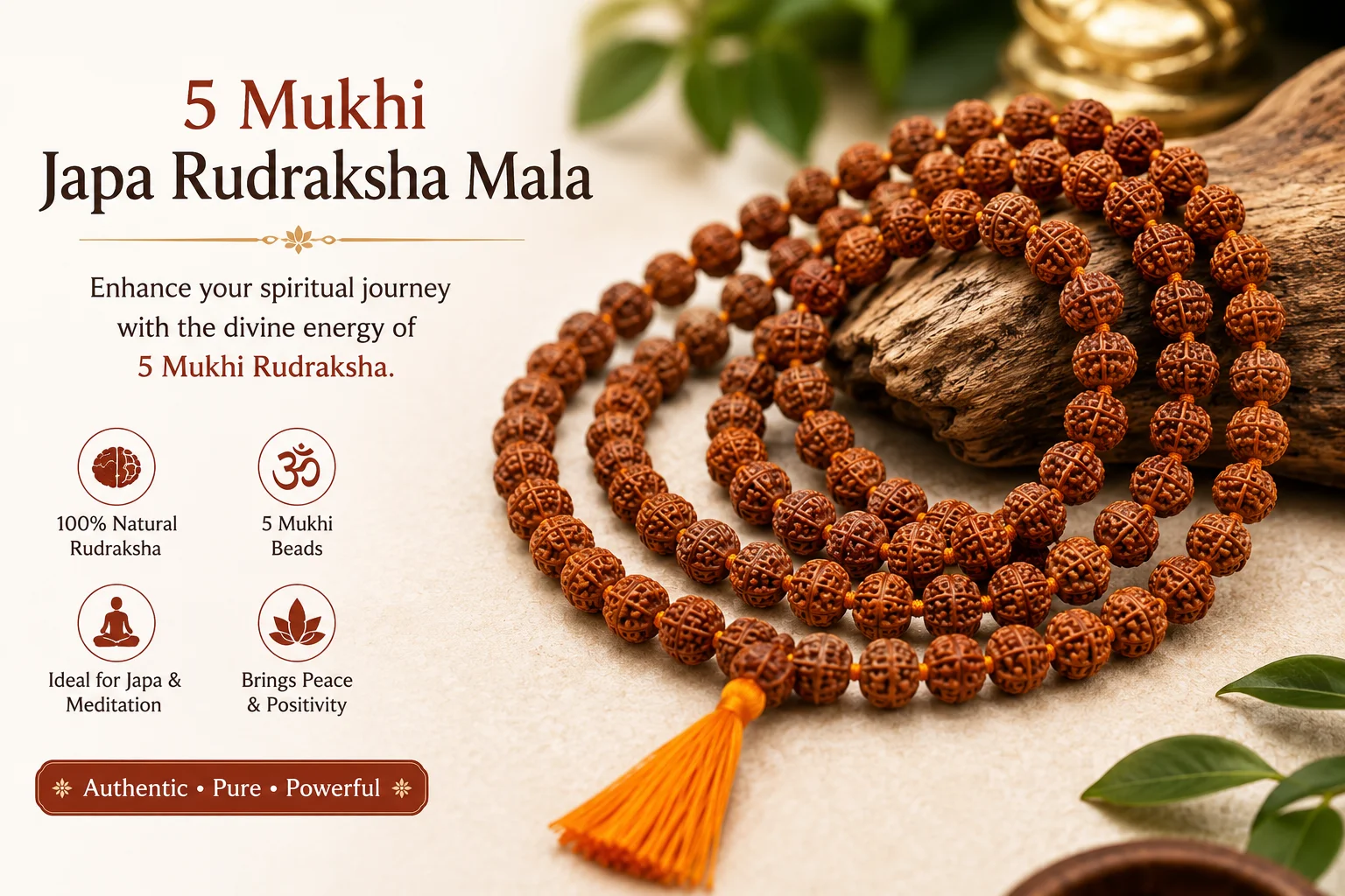 5 Mukhi Japa Rudraksha Mala