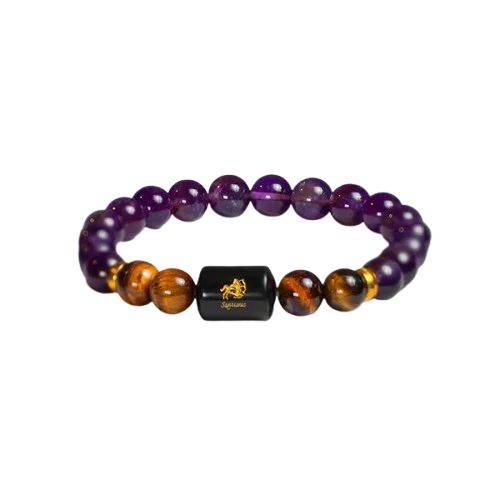 Sagittarius Zodiac Dhanu Rashi Bracelet with Amethyst & Tiger Eye Bracelet 3