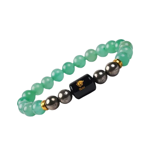 Taurus Zodiac Vrishabh Rashi Bracelet with Green Aventurine and Pyrite 4