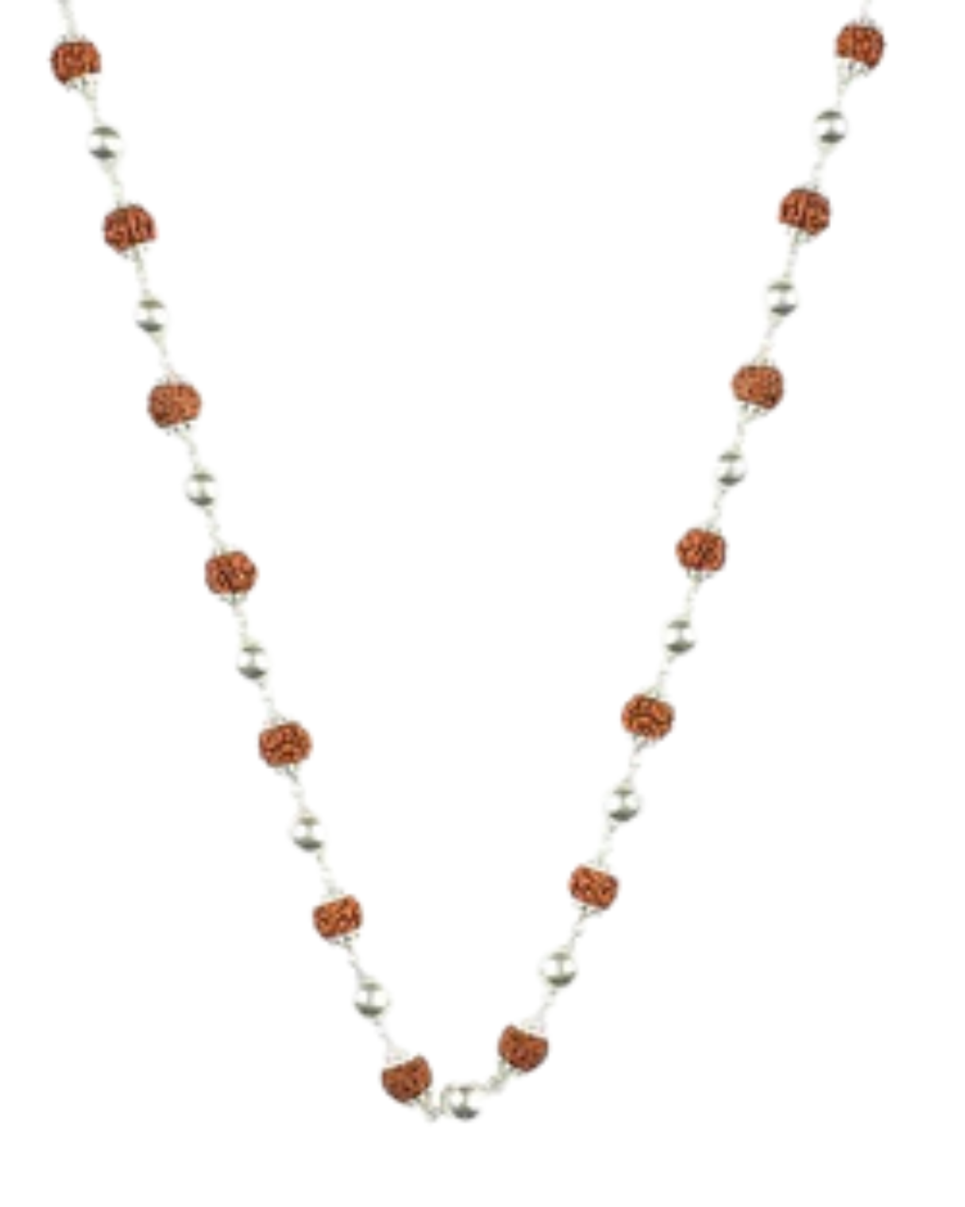 5 Mukhi Rudraksha Mala with 27 Silver Moti (Unisex) 2