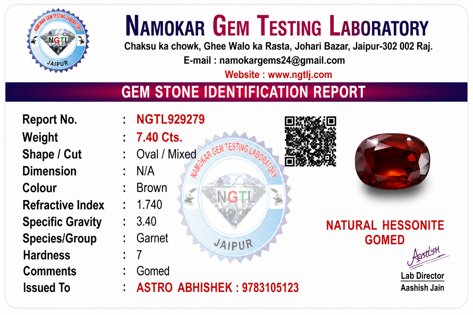 Natural hessonite gomed  - 7.40 Carats 2