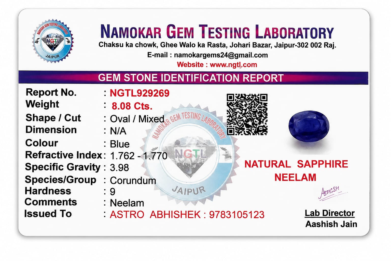 Blue sapphire natural - 8.08 Carats 3